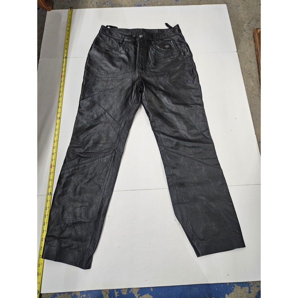 Harley-Davidson Womens Genuine Leather Biker Pants Black Size 38/10 RN103819